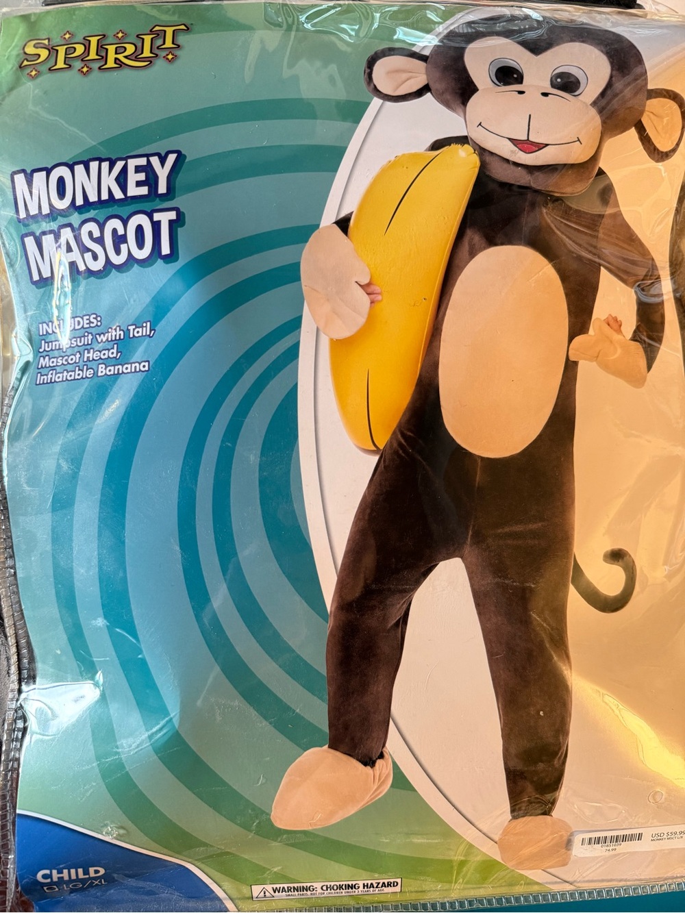 Halloween Spirit Monkey Mascot Kids L/XL
